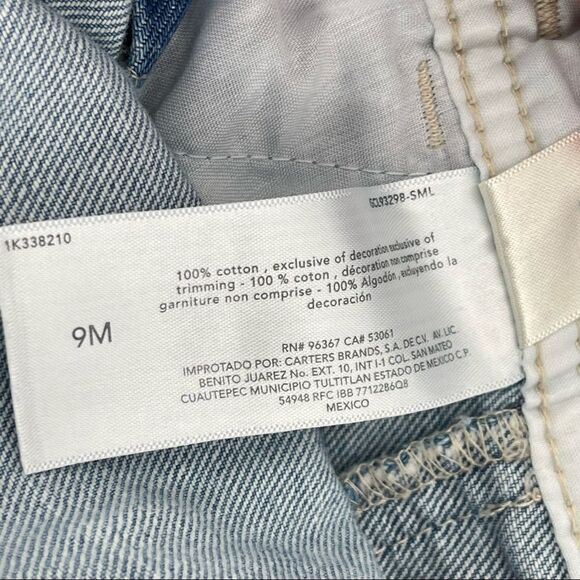 OshKosh B’gosh Baby Girl’s Vestbak Pink Hearts Denim Overalls Size 9M - Picture 15 of 17